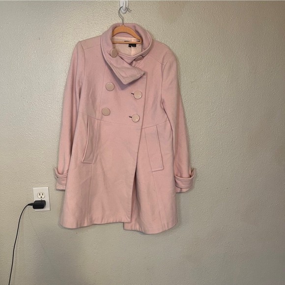 Zara Basics wool blend Pink Pea coat size medium - Picture 1 of 5